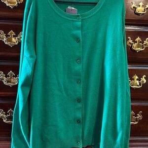 Crown & Ivy Green Cardigan Sweater, Size XXL, NWT